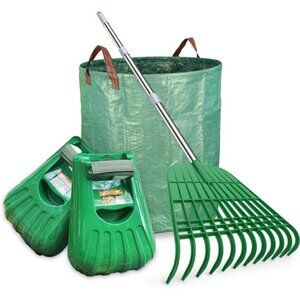 Large Leaf Scoop & 12 Tines Gardening Leaf Rake Set, Comes with 72 Gallon